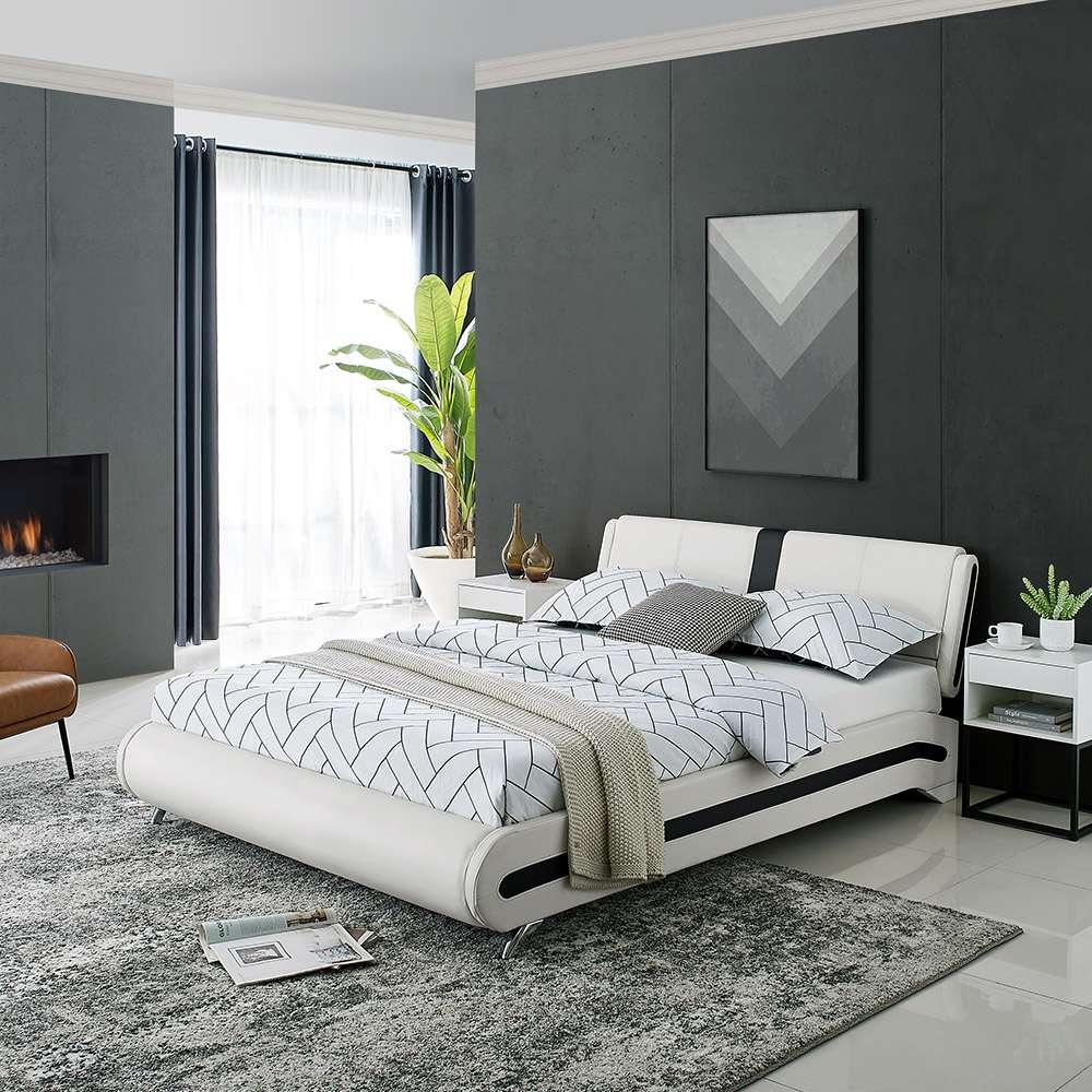 Camden Isle - Carlton Platform Bed, King, White with 2 Nightstands - 212235 veiw 7