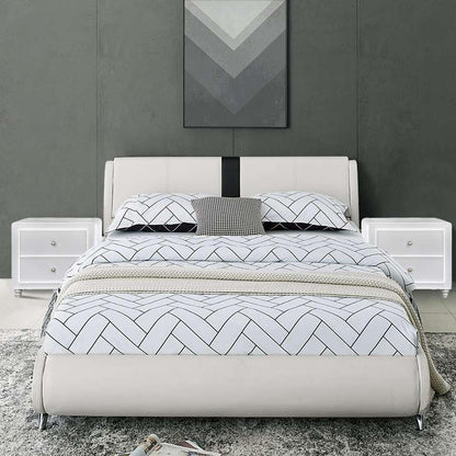 Camden Isle - Carlton Platform Bed, King, White with 2 Nightstands - 212235 veiw 9