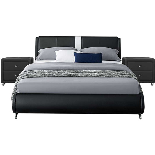 Camden Isle - Carlton Platform Bed, Queen, Black with 2 Nightstands - 212334 veiw 1