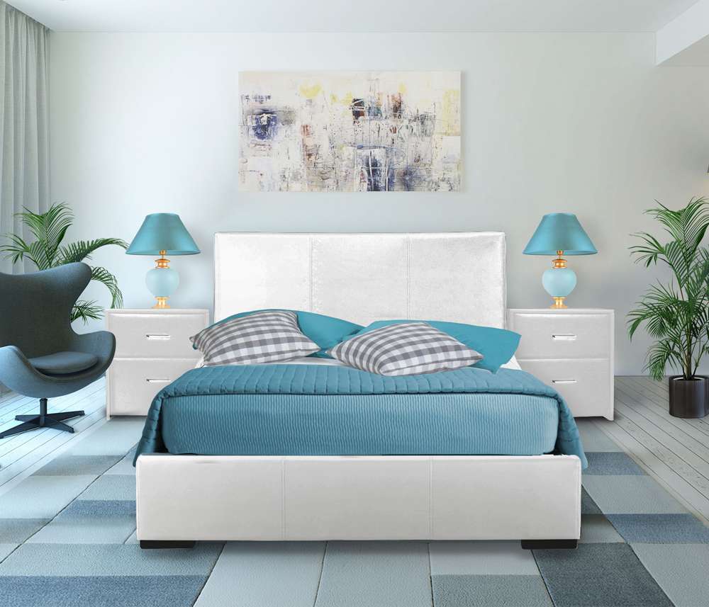 Camden Isle - Hindes Queen White Upholstered Platform Bed - 86344 veiw 5