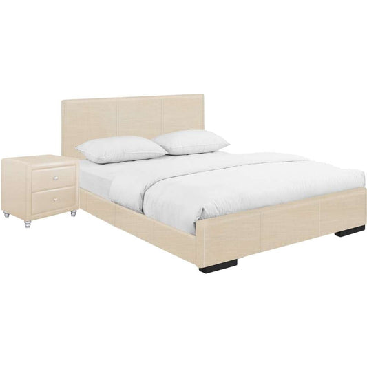 Camden Isle - Hindes Upholstered Platform Bed, Beige, Full with 1 Nightstand - 86952 veiw 1