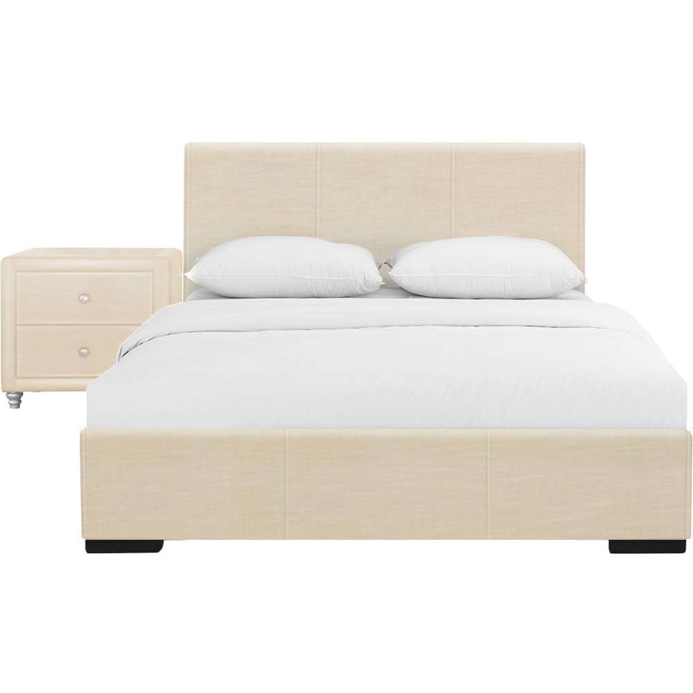 Camden Isle - Hindes Upholstered Platform Bed, Beige, Full with 1 Nightstand - 86952 veiw 2