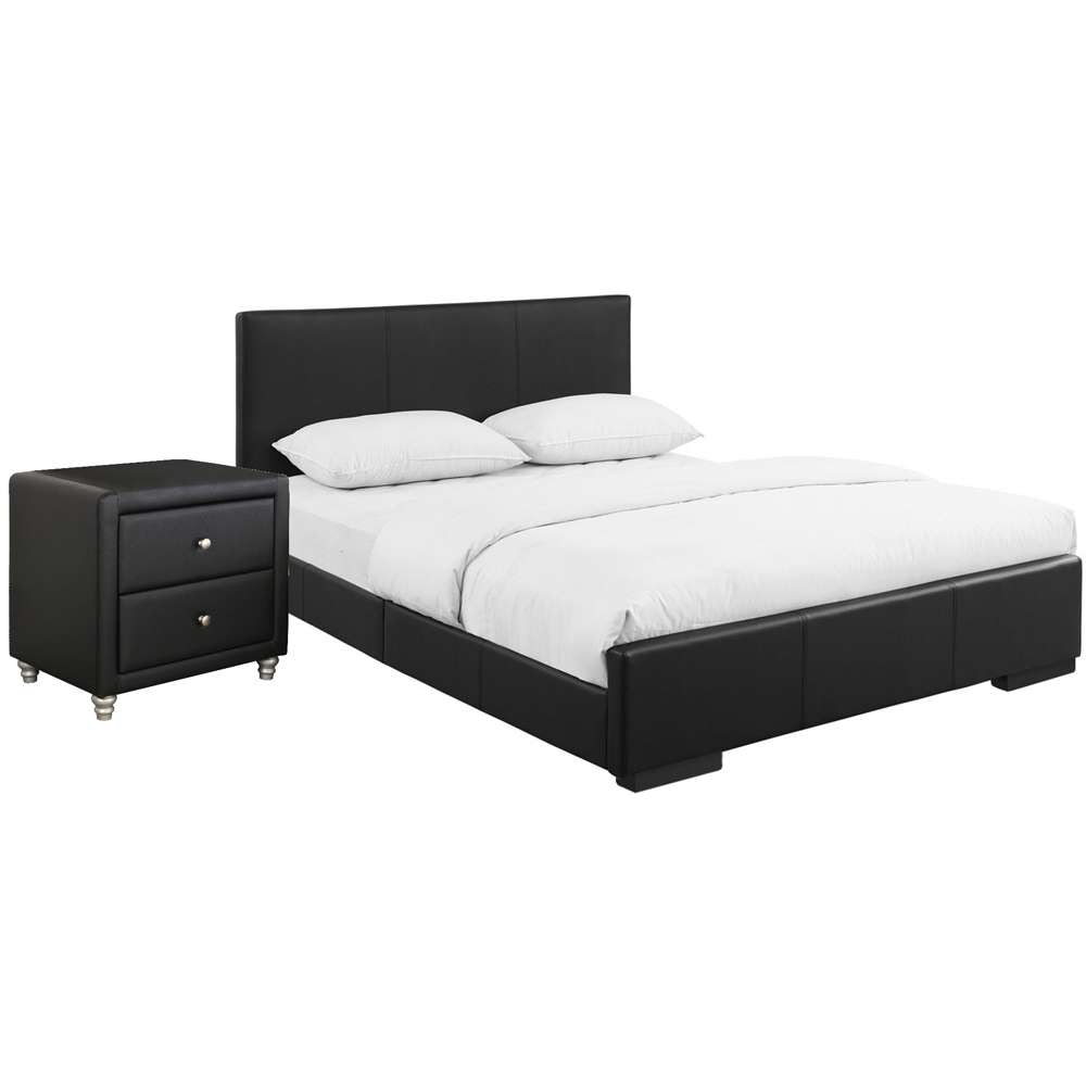 Camden Isle - Hindes Upholstered Platform Bed, Black, Full with 1 Nightstand - 86364 veiw 1