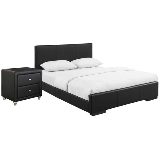 Camden Isle - Hindes Upholstered Platform Bed, Black, Full with 1 Nightstand - 86364 veiw 1