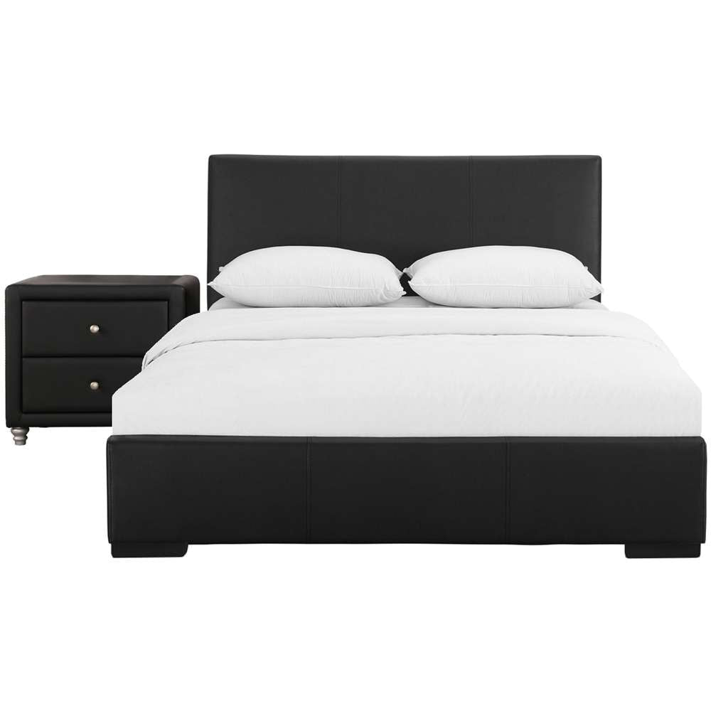 Camden Isle - Hindes Upholstered Platform Bed, Black, Full with 1 Nightstand - 86364 veiw 2