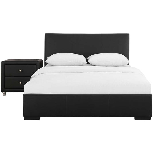 Camden Isle - Hindes Upholstered Platform Bed, Black, Full with 1 Nightstand - 86364 veiw 2