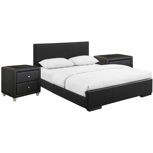 Camden Isle - Hindes Upholstered Platform Bed, Black, King with 2 Nightstands - 86362 veiw 1