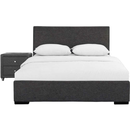 Camden Isle - Hindes Upholstered Platform Bed, Gray, Twin with 1 Nightstand - 86989 veiw 1