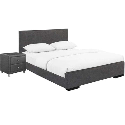 Camden Isle - Hindes Upholstered Platform Bed, Gray, Twin with 1 Nightstand - 86989 veiw 2