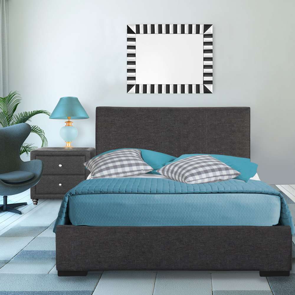 Camden Isle - Hindes Upholstered Platform Bed, Gray, Twin with 1 Nightstand - 86989 veiw 3