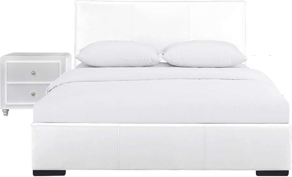 Camden Isle - Hindes Upholstered Platform Bed, White, Twin with 1 Nightstand - 86993 veiw 1