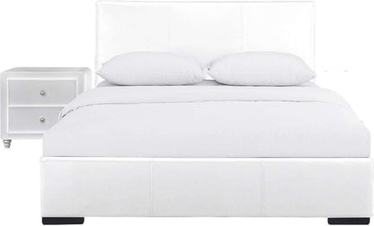 Camden Isle - Hindes Upholstered Platform Bed, White, Twin with 1 Nightstand - 86993 veiw 1