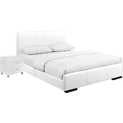 Camden Isle - Hindes Upholstered Platform Bed, White, Twin with 1 Nightstand - 86993 veiw 2