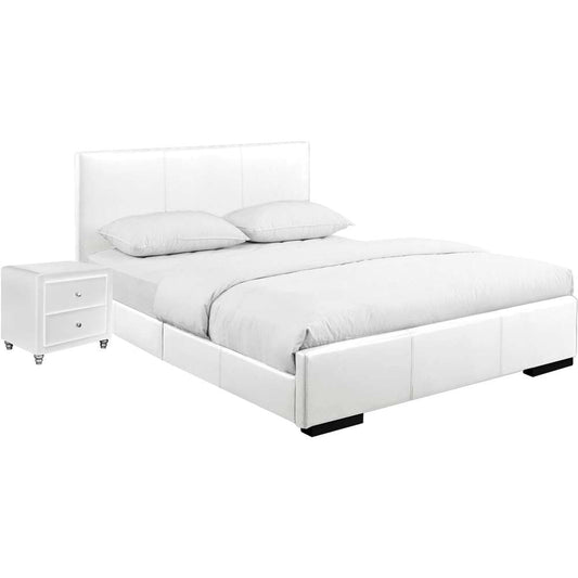 Camden Isle - Hindes Upholstered Platform Bed, White, Twin with 1 Nightstand - 86993 veiw 2