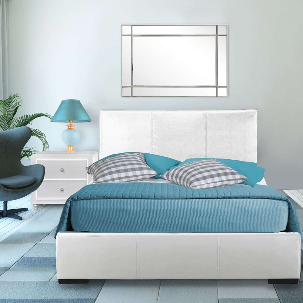 Camden Isle - Hindes Upholstered Platform Bed, White, Twin with 1 Nightstand - 86993 veiw 3