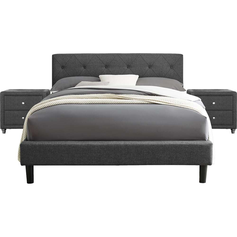 Camden Isle - Monticello Platform Bed, King, Gray with 2 Nightstands - 242335 veiw 1