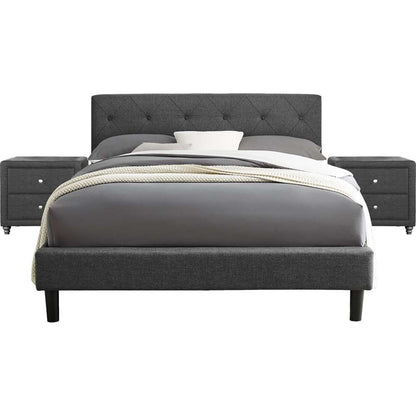 Camden Isle - Monticello Platform Bed, King, Gray with 2 Nightstands - 242335 veiw 1