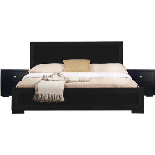 Camden Isle - Trent Wooden Platform Bed in Black, King with 2 Nightstands - 312133 veiw 1