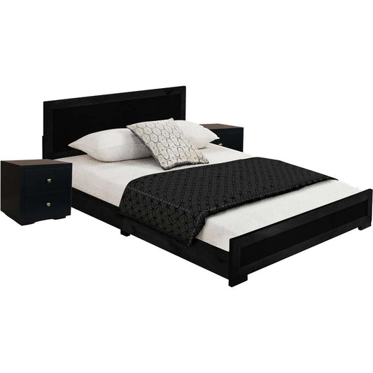 Camden Isle - Trent Wooden Platform Bed in Black, King with 2 Nightstands - 312133 veiw 2