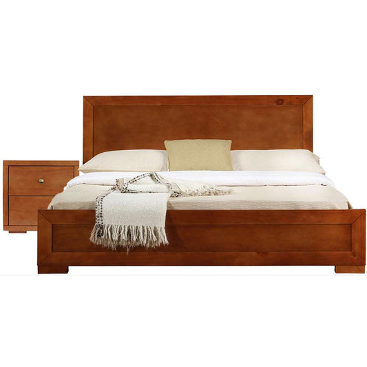Camden Isle - Trent Wooden Platform Bed in Cherry, Full with 1 Nightstand - 312731 veiw 1