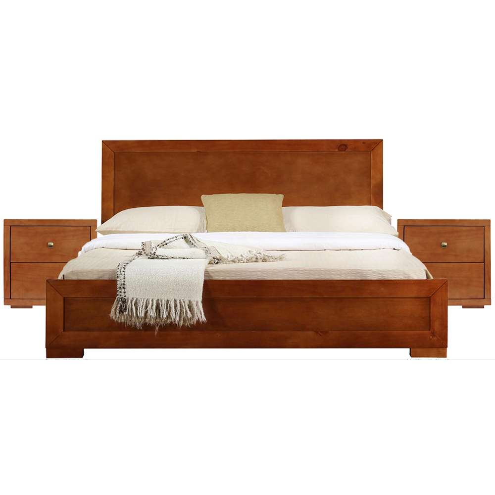 Camden Isle - Trent Wooden Platform Bed in Cherry, King with 2 Nightstands - 312733 veiw 1