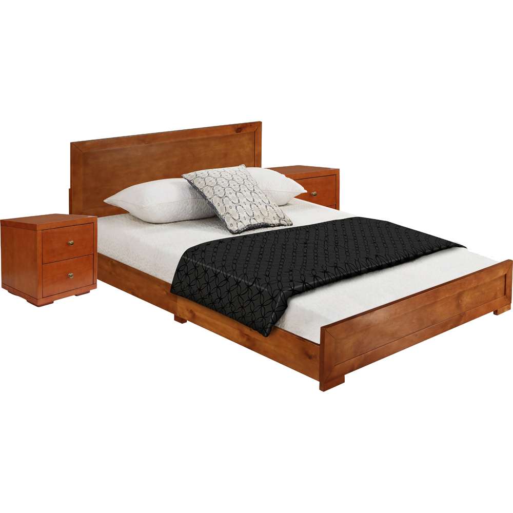 Camden Isle - Trent Wooden Platform Bed in Cherry, King with 2 Nightstands - 312733 veiw 2