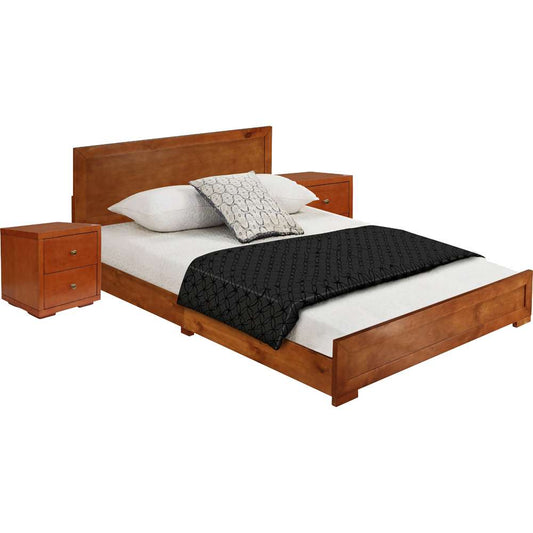 Camden Isle - Trent Wooden Platform Bed in Cherry, King with 2 Nightstands - 312733 veiw 2