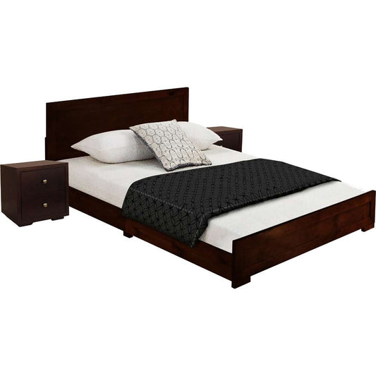 Camden Isle - Trent Wooden Platform Bed in Espresso, King with 2 Nightstands - 313033 veiw 2