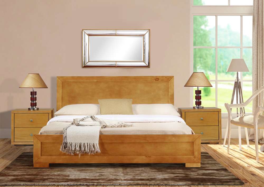 Camden Isle - Trent Wooden Platform Bed in Oak, Queen with 2 Nightstands - 312632 veiw 8