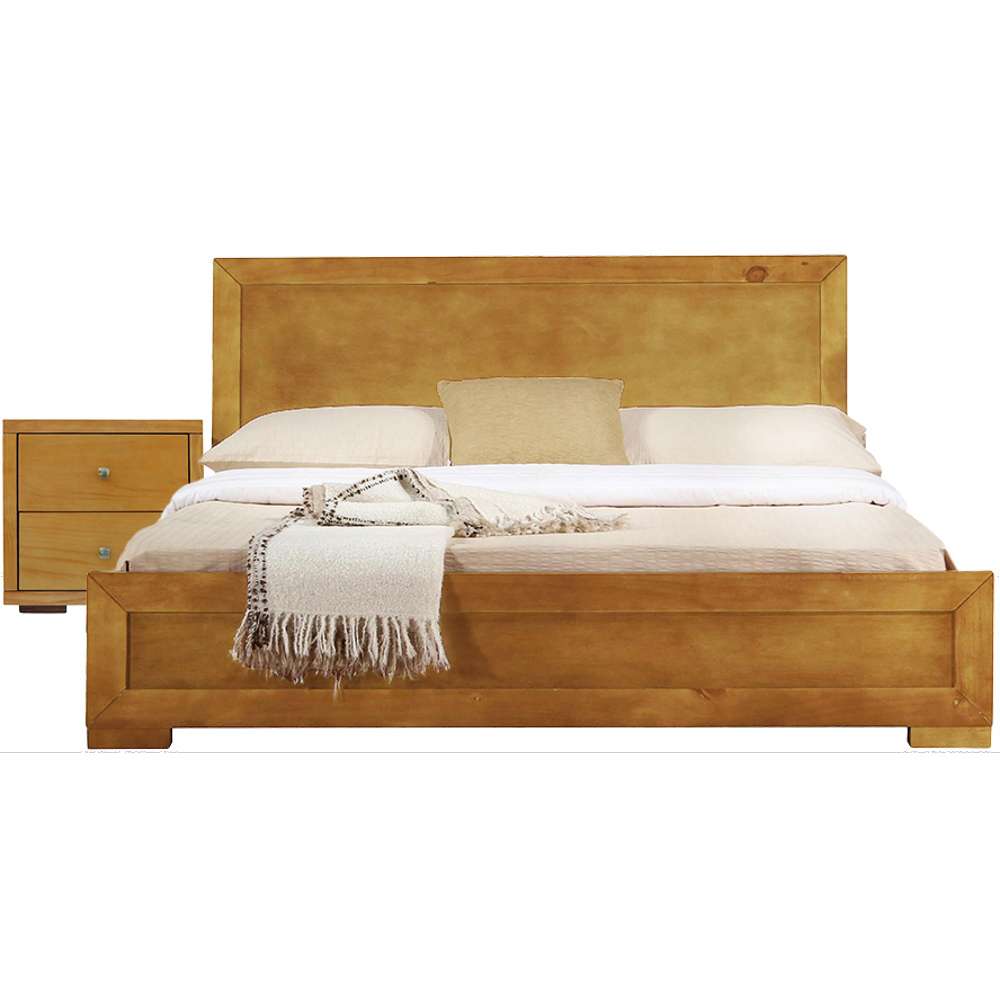 Camden Isle - Trent Wooden Platform Bed in Oak, Twin with 1 Nightstand - 312630 veiw 1