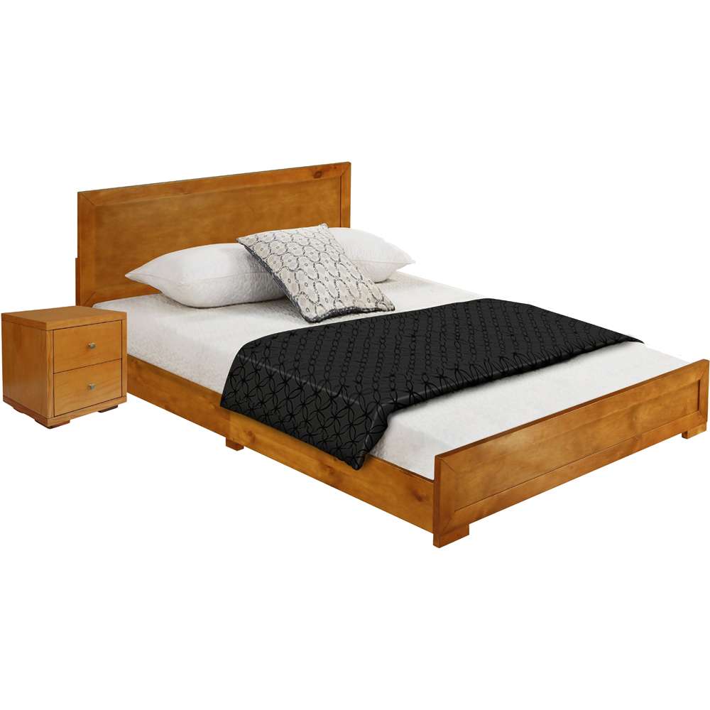 Camden Isle - Trent Wooden Platform Bed in Oak, Twin with 1 Nightstand - 312630 veiw 2