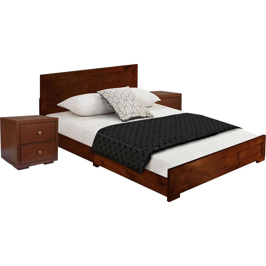 Camden Isle - Trent Wooden Platform Bed in Walnut, Queen with 2 Nightstands - 312532 veiw 2