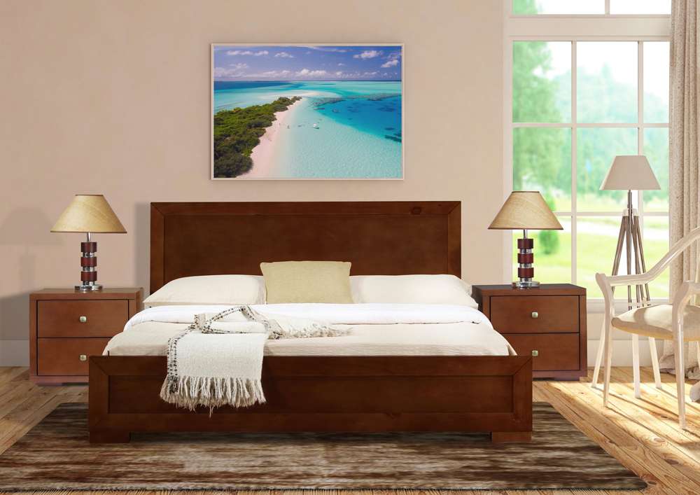 Camden Isle - Trent Wooden Platform Bed in Walnut, Queen with 2 Nightstands - 312532 veiw 8