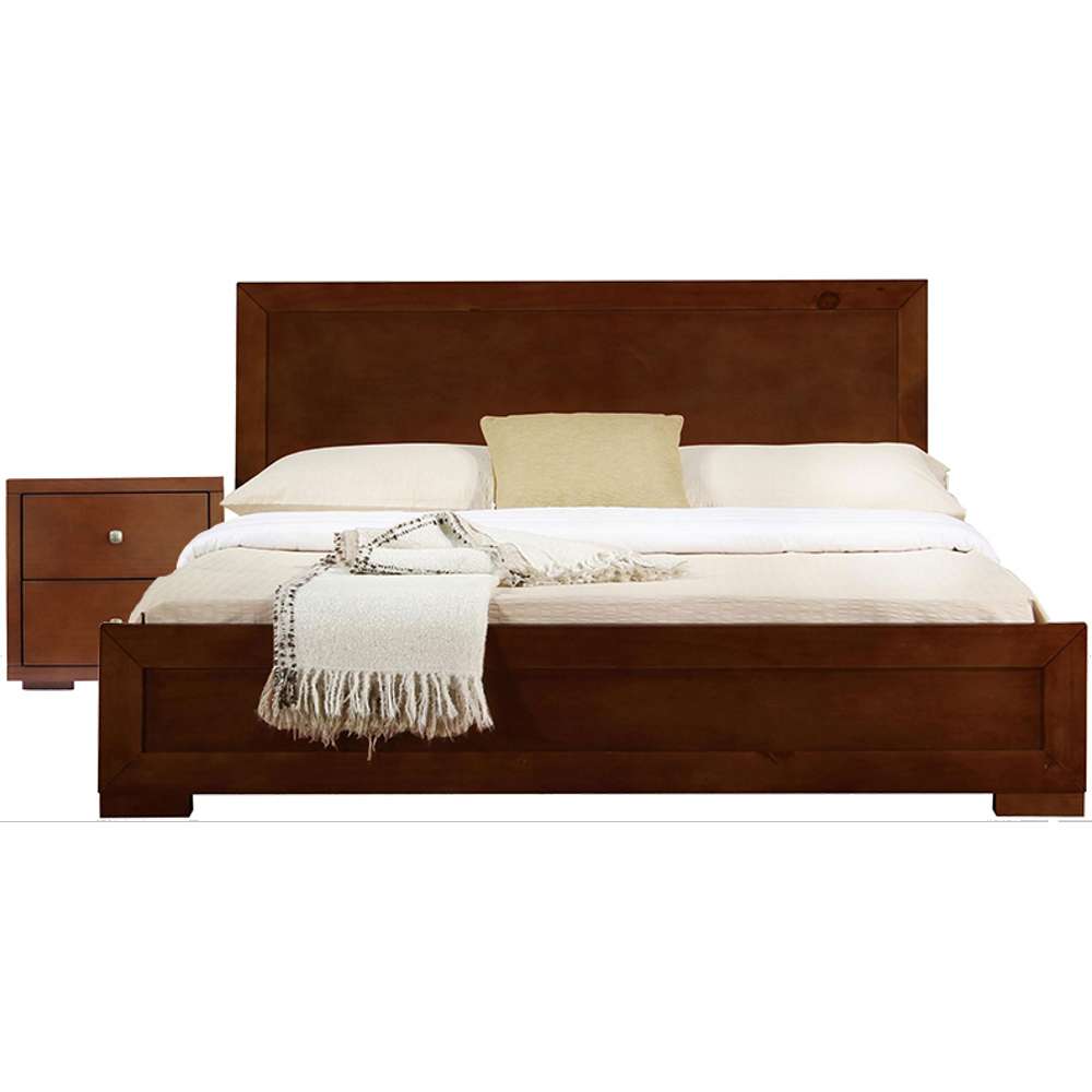 Camden Isle - Trent Wooden Platform Bed in Walnut, Twin with 1 Nightstand - 312530 veiw 1