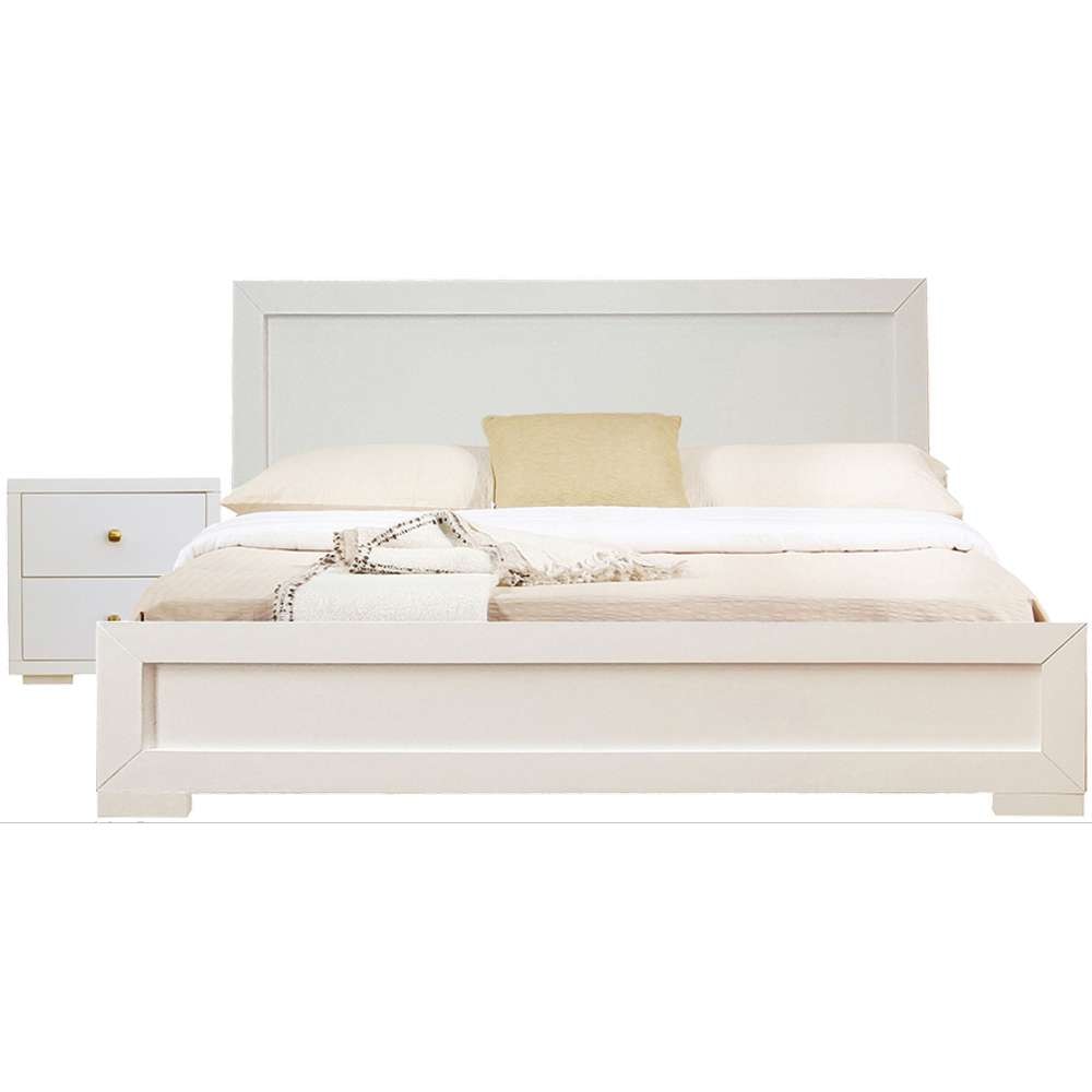 Camden Isle - Trent Wooden Platform Bed in White, Full with 1 Nightstand - 312431 veiw 1