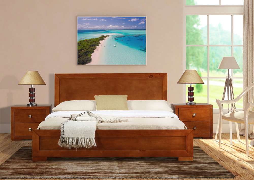 Camden Isle - Trent  Wooden Queen Platform Bed in Cherry - 86347 veiw 3