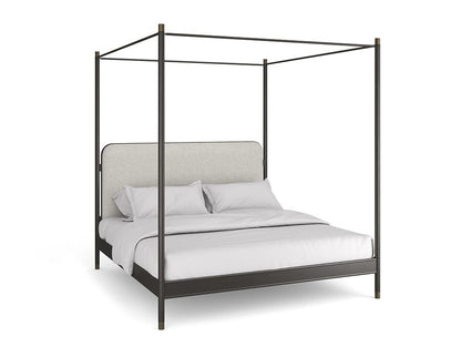 Caracole - Campaign King Bed With Canopy in Brushed Deep Bronze, Champagne Gold - CLA-024-126