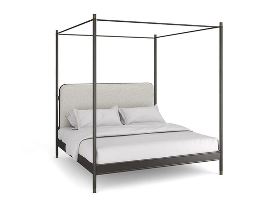 Caracole - Campaign King Bed With Canopy in Brushed Deep Bronze, Champagne Gold - CLA-024-126