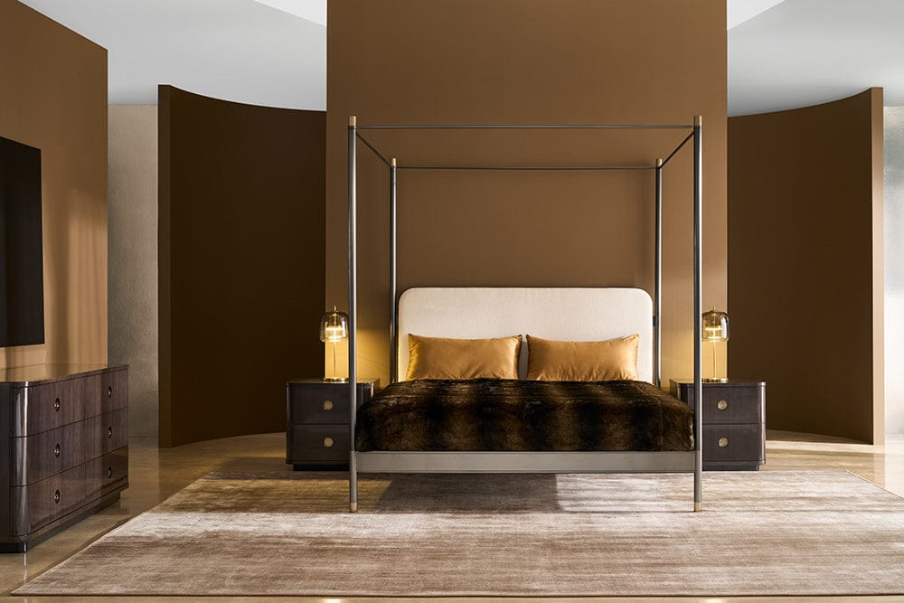 Caracole - Campaign King Bed With Canopy in Brushed Deep Bronze, Champagne Gold - CLA-024-126