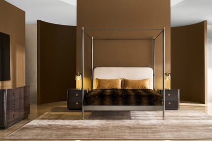 Caracole - Campaign King Bed With Canopy in Brushed Deep Bronze, Champagne Gold - CLA-024-126