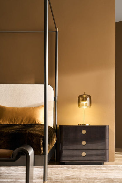 Caracole - Campaign King Bed With Canopy in Brushed Deep Bronze, Champagne Gold - CLA-024-126