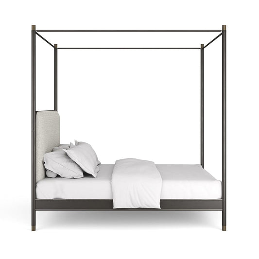 Caracole - Campaign Queen Bed With Canopy in Brushed Deep Bronze, Champagne Gold - CLA-024-106