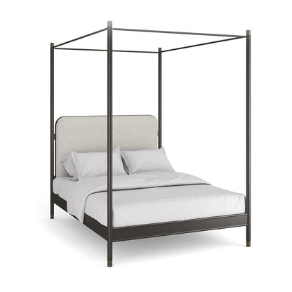 Caracole - Campaign Queen Bed With Canopy in Brushed Deep Bronze, Champagne Gold - CLA-024-106