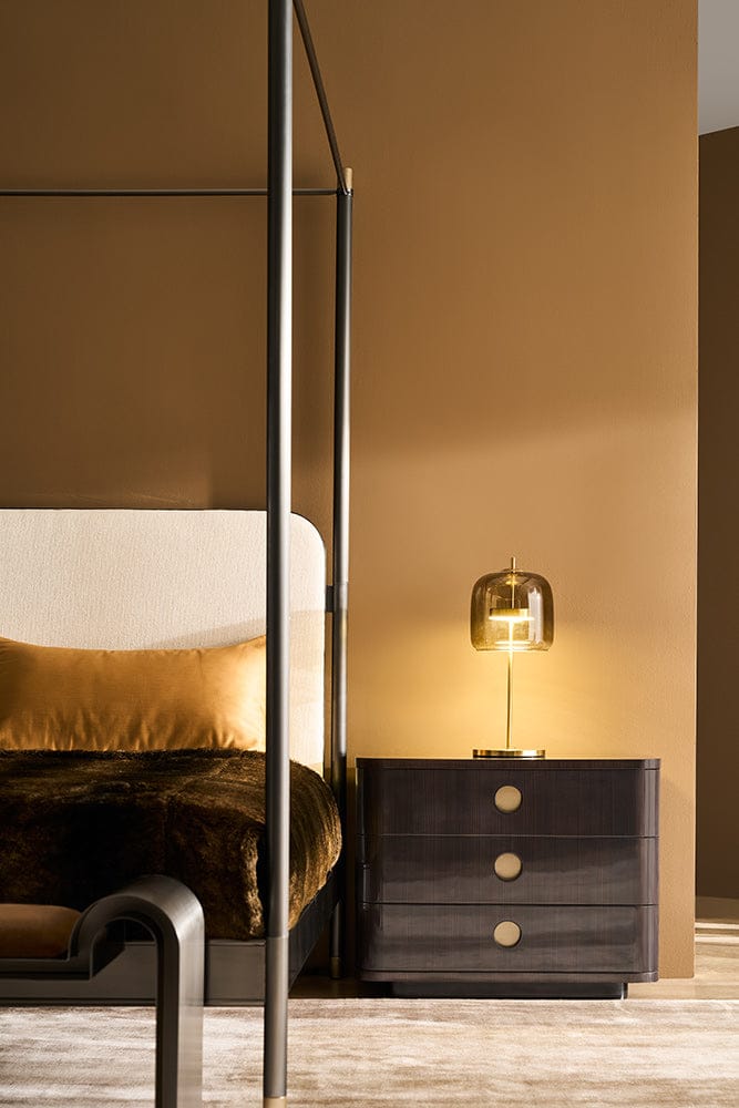 Caracole - Campaign Queen Bed With Canopy in Brushed Deep Bronze, Champagne Gold - CLA-024-106