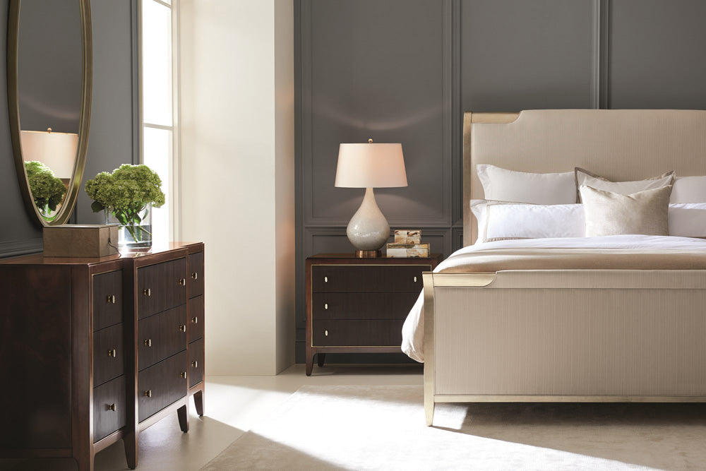 Caracole - Classic Nite In Shining Armor - Gold Frame Upholstered King Bed - CON-KINBED-008_CLOSEOUT