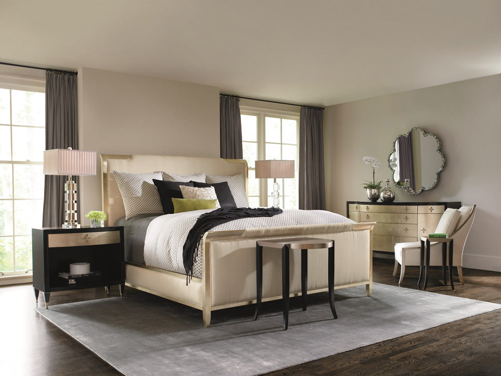 Caracole - Classic Nite In Shining Armor - Gold Frame Upholstered King Bed - CON-KINBED-008_CLOSEOUT