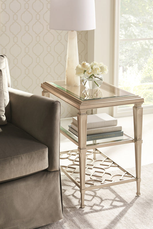 Caracole - Classic Social Connections - 3 Shelf Side Table with Glass Top - CON-SIDTAB-015