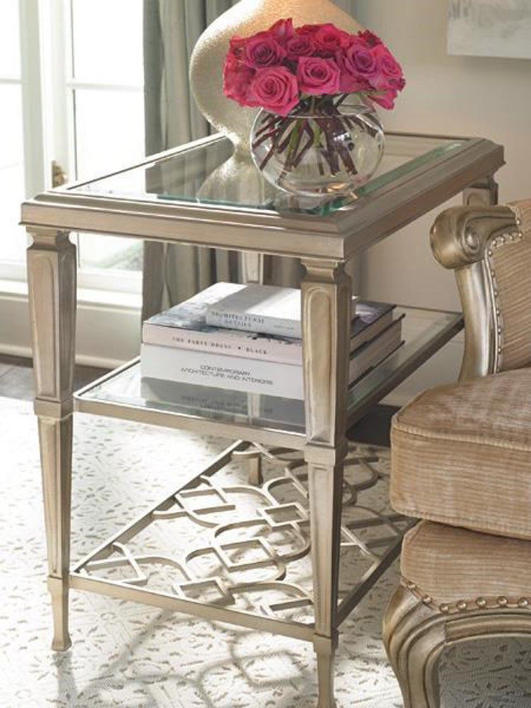 Caracole - Classic Social Connections - 3 Shelf Side Table with Glass Top - CON-SIDTAB-015