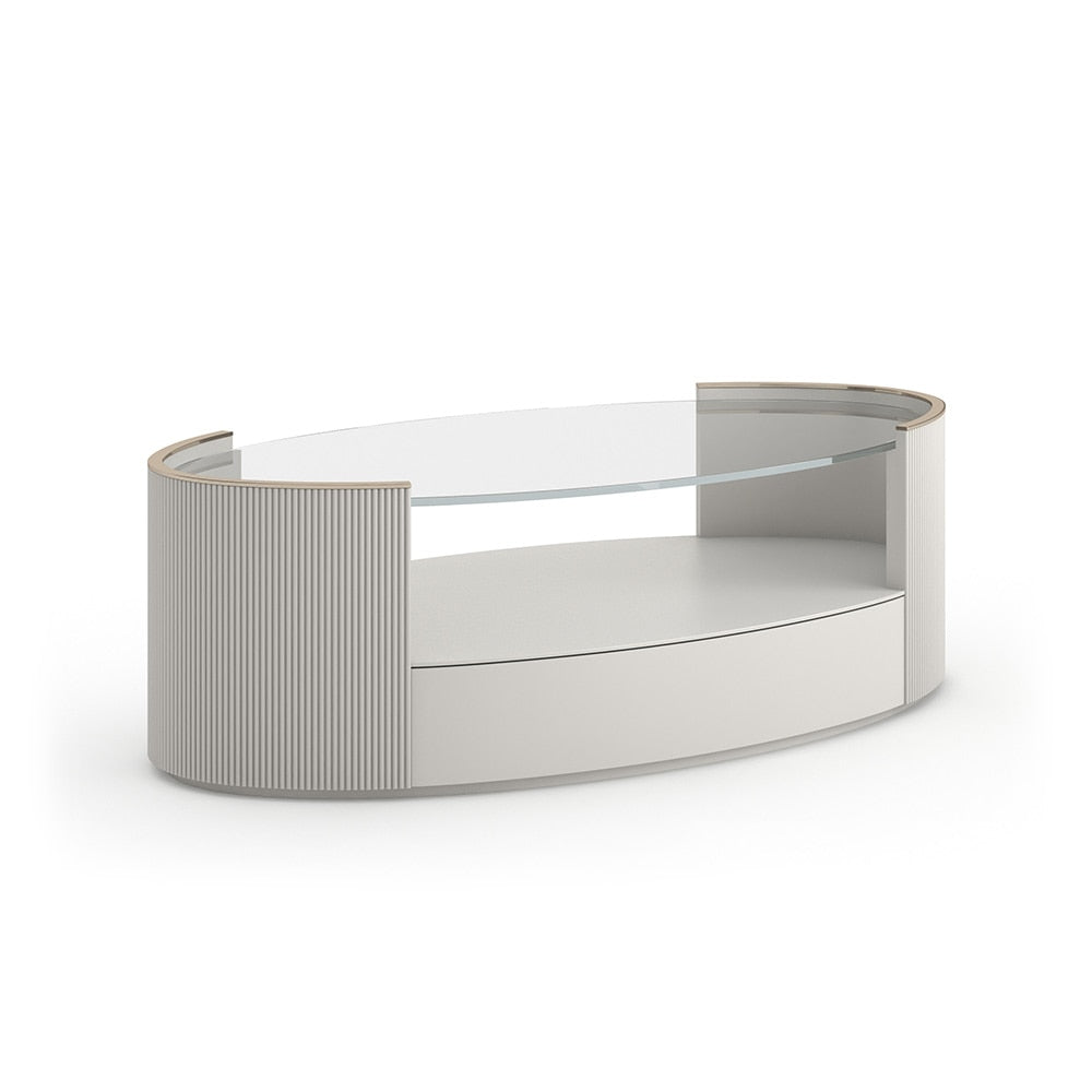 Caracole - Love Oval Cocktail Table  in Matte Pearl - CLA-024-405 veiw 1