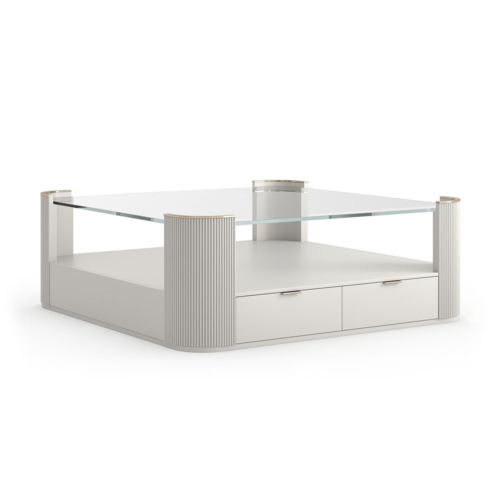 Caracole - Love Square Cocktail Table  in Matte Pearl-Whisper of Gold - CLA-024-406 veiw 1